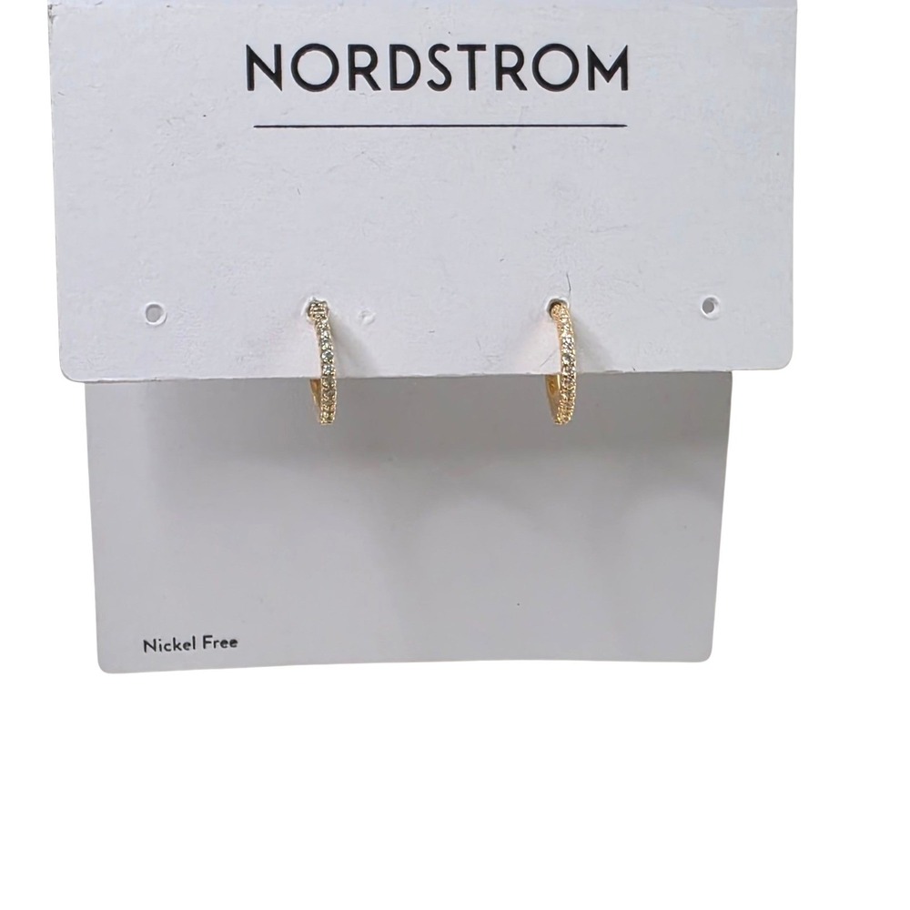 Dainty Hoop Earrings with Pave Crystals Nordstrom‎ Gold Tone Minimalist Everyday